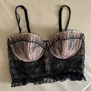 NWT’s Victoria's Secret Black Mesh Lace Bustier Bra size 34C